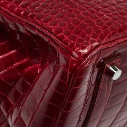 Hermes Hermès Rouge Braise Porosus Crocodile 18K White Gold Encrusted Diamond Birkin 35 Bag For Women -Deals Hermes Store luxury women hermes used handbags p428967 016