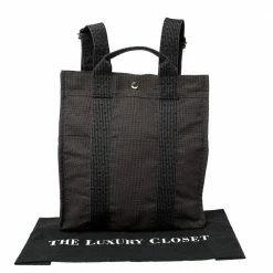 Hermes Dark Grey Canvas Herline PM Travel Backpack For Women -Deals Hermes Store luxury women hermes used handbags p429423 005