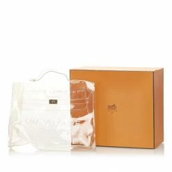 Hermes White Vinyl Kelly Tote Bag For Women -Deals Hermes Store luxury women hermes used handbags p434579 004