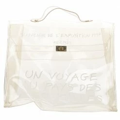 Hermes White Vinyl Kelly Tote Bag For Women