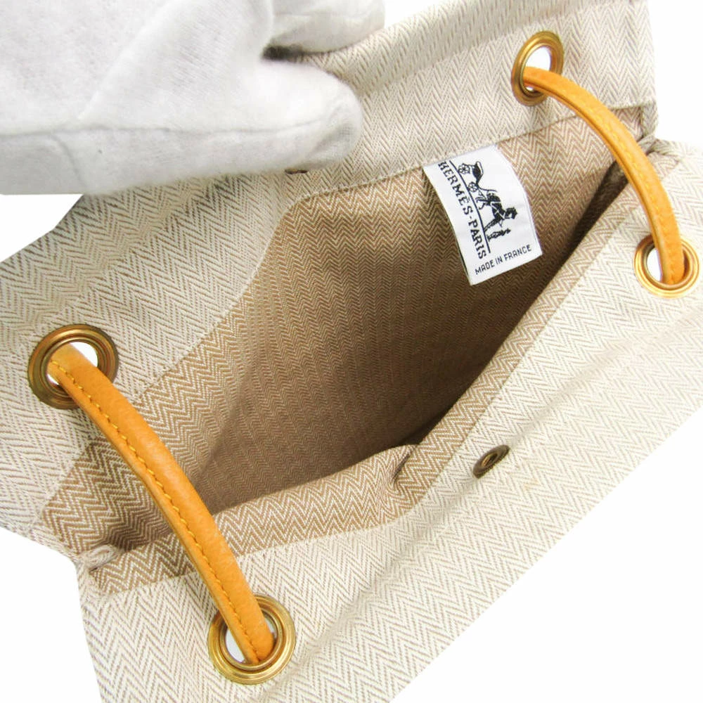 Hermes Beige Fabric, Cotton Mini Sac Shoulder Bag For Women 5 Hermes Beige Fabric, Cotton Mini Sac Shoulder Bag For Women - Image 3