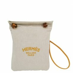 Hermes Beige Fabric, Cotton Mini Sac Shoulder Bag For Women