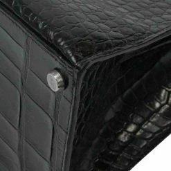 Hermes Black Porosus Crocodile Leather Gold Hardware Kelly Bag For Women -Deals Hermes Store luxury women hermes used handbags p436717 002