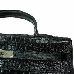Hermes Black Porosus Crocodile Leather Gold Hardware Kelly Bag For Women -Deals Hermes Store luxury women hermes used handbags p436717 003