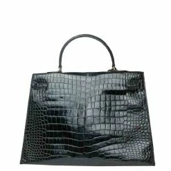 Hermes Black Porosus Crocodile Leather Gold Hardware Kelly Bag For Women -Deals Hermes Store luxury women hermes used handbags p436717 006