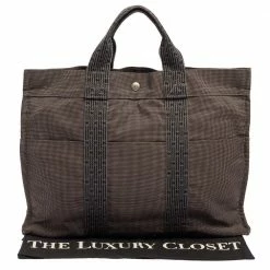 Hermes Grey Canvas Herline GM Tote Bag For Women -Deals Hermes Store luxury women hermes used handbags p437164 012