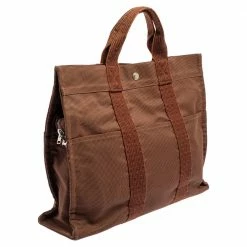 Hermes Brown Canvas Herline GM Tote Bag For Women -Deals Hermes Store luxury women hermes used handbags p437169 010