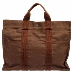 Hermes Brown Canvas Herline GM Tote Bag For Women -Deals Hermes Store luxury women hermes used handbags p437169 011