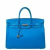 Hermes Bleu Hydra Taurillon Clemence Leather Palladium Hardware Birkin 40 Bag For Women -Deals Hermes Store luxury women hermes used handbags p437343 002