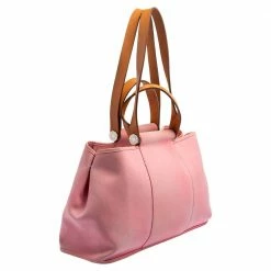 Hermes Rose Pink Canvas Cabag Elan Tote For Women -Deals Hermes Store luxury women hermes used handbags p440516 002