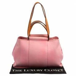 Hermes Rose Pink Canvas Cabag Elan Tote For Women -Deals Hermes Store luxury women hermes used handbags p440516 003