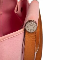 Hermes Rose Pink Canvas Cabag Elan Tote For Women -Deals Hermes Store luxury women hermes used handbags p440516 006