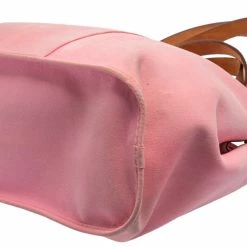 Hermes Rose Pink Canvas Cabag Elan Tote For Women -Deals Hermes Store luxury women hermes used handbags p440516 010