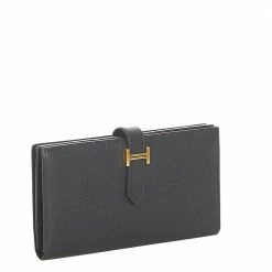 Hermes Black Leather Epsom Bearn Long Wallet For Women -Deals Hermes Store luxury women hermes used handbags p441728 007