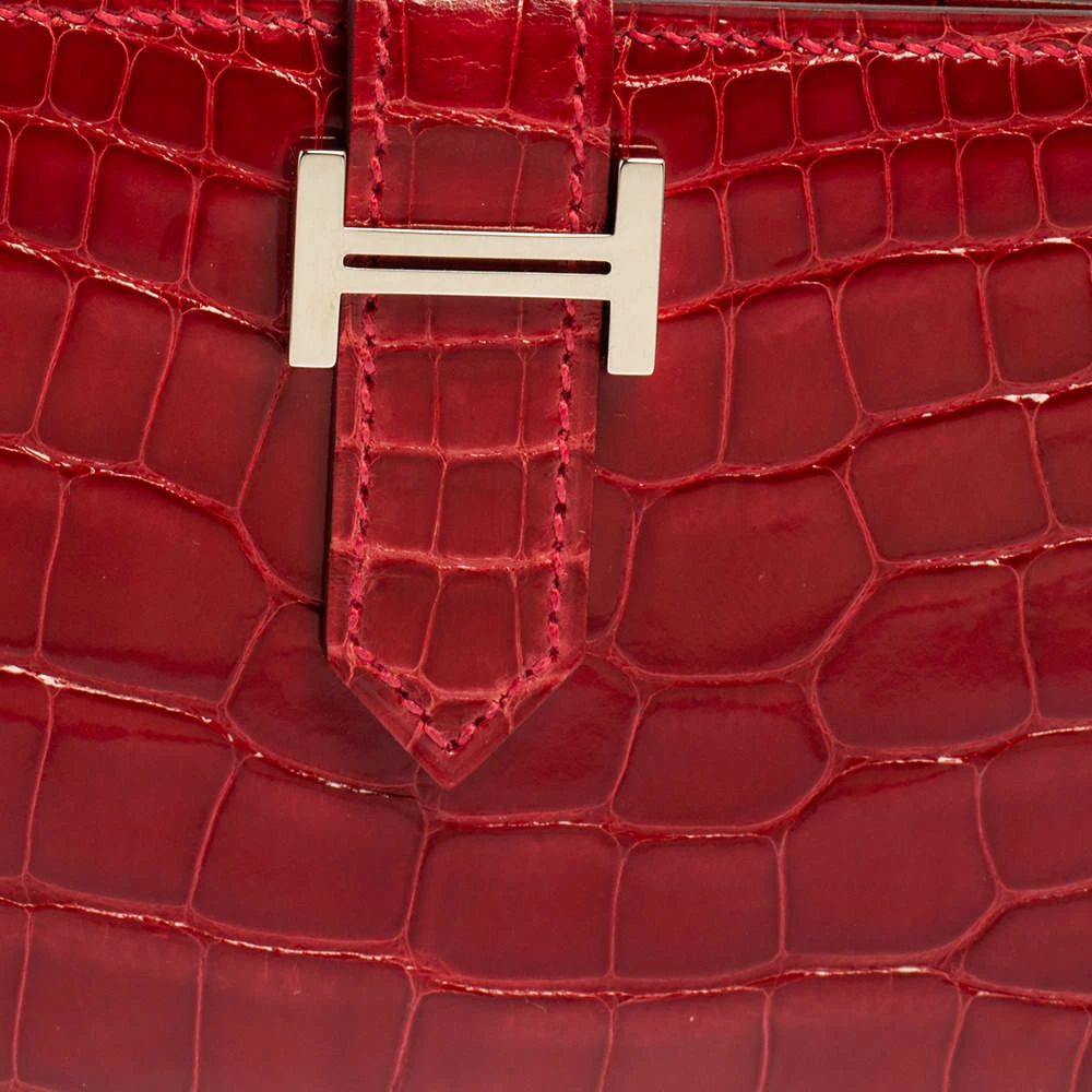 Hermes Braise Shine Alligator Palladium Finished Bearn Gusset Wallet For Women 8 Hermes Braise Shine Alligator Palladium Finished Bearn Gusset Wallet For Women - Image 6