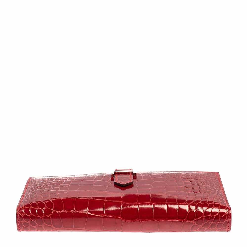 Hermes Braise Shine Alligator Palladium Finished Bearn Gusset Wallet For Women 10 Hermes Braise Shine Alligator Palladium Finished Bearn Gusset Wallet For Women - Image 8