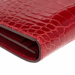 Hermes Braise Shine Alligator Palladium Finished Bearn Gusset Wallet For Women 22 Hermes Braise Shine Alligator Palladium Finished Bearn Gusset Wallet For Women -Deals Hermes Store luxury women hermes used handbags p445831 006