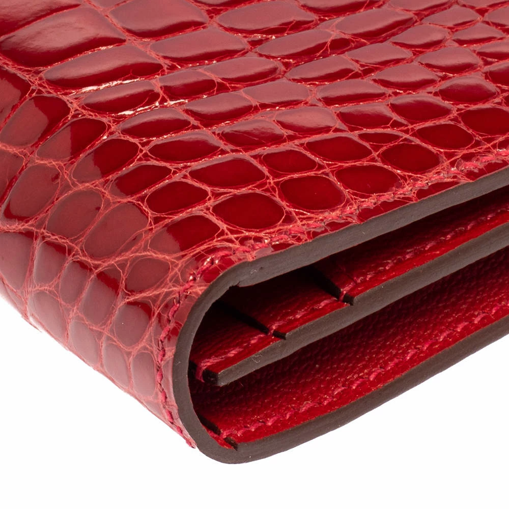 Hermes Braise Shine Alligator Palladium Finished Bearn Gusset Wallet For Women 13 Hermes Braise Shine Alligator Palladium Finished Bearn Gusset Wallet For Women - Image 11