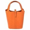 Hermes Hermès Poppy Ostrich Lock Picotin MM Bag For Women -Deals Hermes Store luxury women hermes used handbags p445900 009