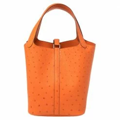 Hermes Hermès Poppy Ostrich Lock Picotin MM Bag For Women -Deals Hermes Store luxury women hermes used handbags p445900 012