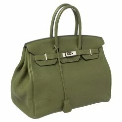 Hermes Vert Pelouse Togo Leather Palladium Finished Birkin 35 Bag For Women -Deals Hermes Store luxury women hermes used handbags p445912 002