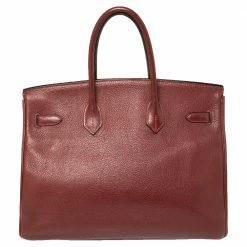Hermes Rubis Togo Leather Palladium Finished Birkin 35 Bag For Women -Deals Hermes Store luxury women hermes used handbags p445930 003
