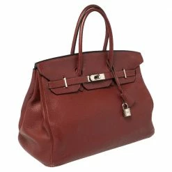 Hermes Rubis Togo Leather Palladium Finished Birkin 35 Bag For Women -Deals Hermes Store luxury women hermes used handbags p445930 020