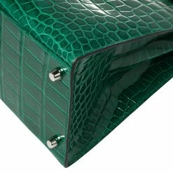 Hermes Hermès Vert Emerald Shine Crocodile Porosus Palladium Finished Kelly Sellier 35 Bag For Women -Deals Hermes Store luxury women hermes used handbags p445938 012