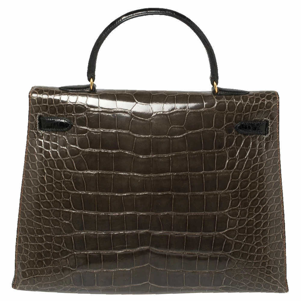 Hermes Hermès Tri Color Shine Alligator Gold Finished Kelly Sellier 35 Bag For Women 6 Hermes Hermès Tri Color Shine Alligator Gold Finished Kelly Sellier 35 Bag For Women - Image 4