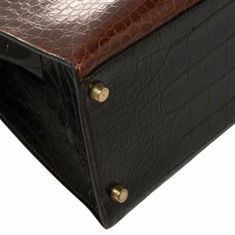 Hermes Hermès Tri Color Shine Alligator Gold Finished Kelly Sellier 35 Bag For Women 15 Hermes Hermès Tri Color Shine Alligator Gold Finished Kelly Sellier 35 Bag For Women - Image 13