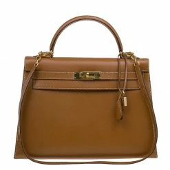 Hermes Orange Epsom Leather Gold Hardware Kelly Sellier 32 Bag For Women