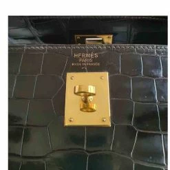 Hermes Brown Porosus Crocodile Leather Gold Hardware Kelly 35 Bag For Women -Deals Hermes Store luxury women hermes used handbags p447969 003