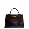 Hermes Brown Porosus Crocodile Leather Gold Hardware Kelly 35 Bag For Women