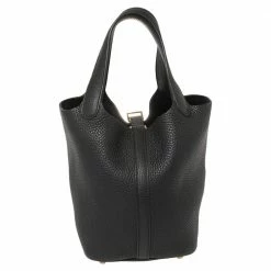 Hermes Black Clemence Leather Lock Picotin PM Bag For Women -Deals Hermes Store luxury women hermes used handbags p449670 004