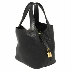 Hermes Black Clemence Leather Lock Picotin PM Bag For Women -Deals Hermes Store luxury women hermes used handbags p449670 006