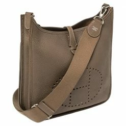 Hermes Etoupe Grey Taurillon Clemence Leather Evelyne III PM Bag For Women 20 Hermes Etoupe Grey Taurillon Clemence Leather Evelyne III PM Bag For Women -Deals Hermes Store luxury women hermes used handbags p449680 001