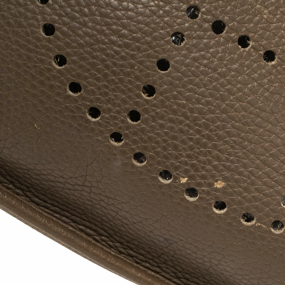 Hermes Etoupe Grey Taurillon Clemence Leather Evelyne III PM Bag For Women 8 Hermes Etoupe Grey Taurillon Clemence Leather Evelyne III PM Bag For Women - Image 6