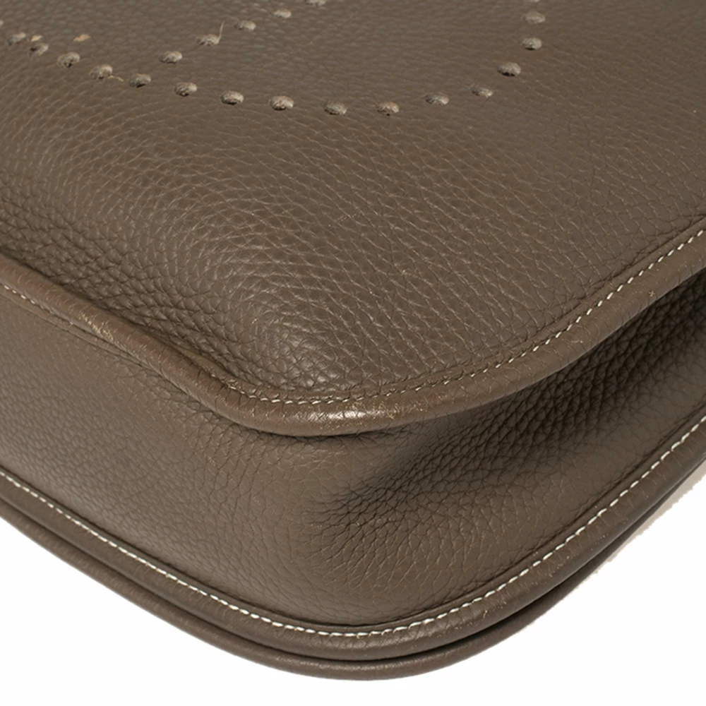 Hermes Etoupe Grey Taurillon Clemence Leather Evelyne III PM Bag For Women 18 Hermes Etoupe Grey Taurillon Clemence Leather Evelyne III PM Bag For Women - Image 16