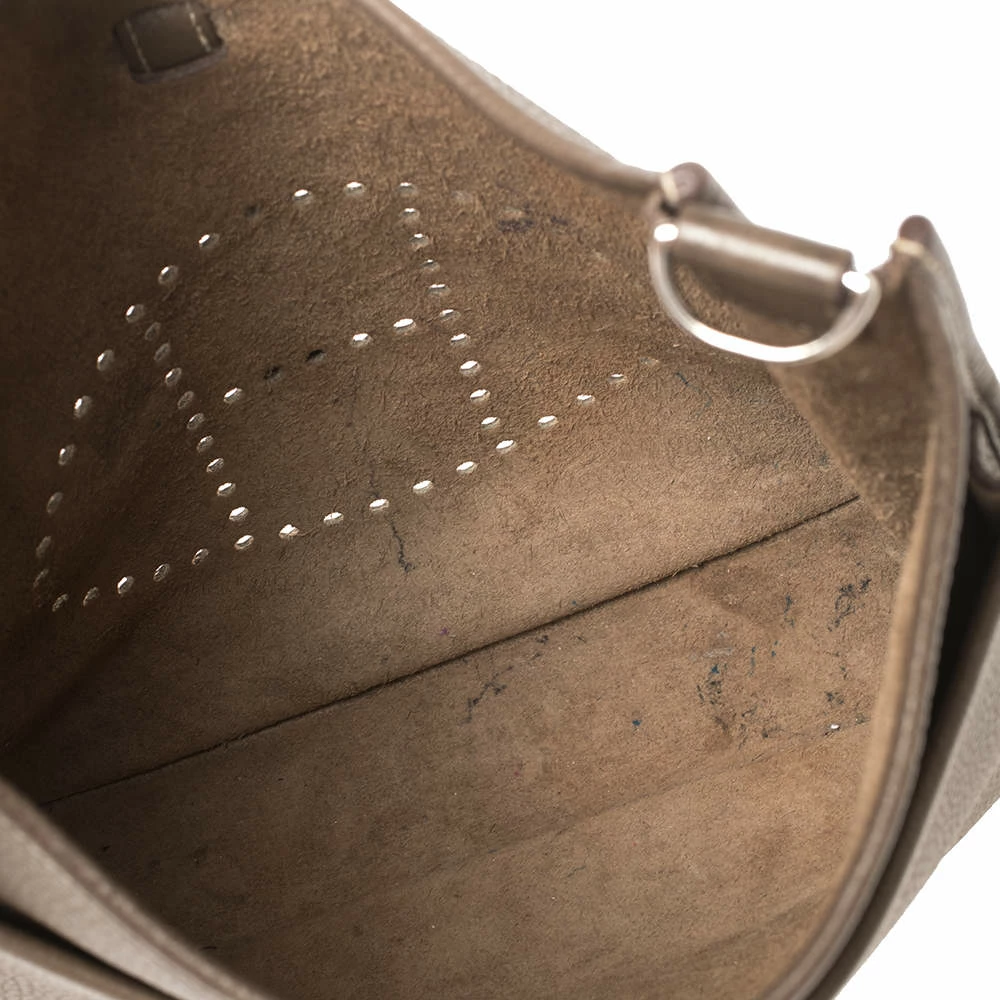 Hermes Etoupe Grey Taurillon Clemence Leather Evelyne III PM Bag For Women 11 Hermes Etoupe Grey Taurillon Clemence Leather Evelyne III PM Bag For Women - Image 9