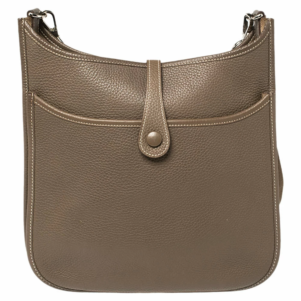 Hermes Etoupe Grey Taurillon Clemence Leather Evelyne III PM Bag For Women 6 Hermes Etoupe Grey Taurillon Clemence Leather Evelyne III PM Bag For Women - Image 4