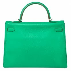 Hermes Menthe Taurillon Clemence Leather Palladium Finished Kelly Retourne 35 Bag For Women -Deals Hermes Store luxury women hermes used handbags p450037 004