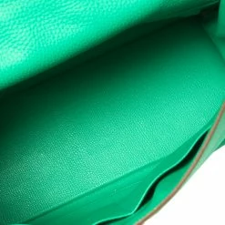 Hermes Menthe Taurillon Clemence Leather Palladium Finished Kelly Retourne 35 Bag For Women -Deals Hermes Store luxury women hermes used handbags p450037 014