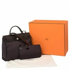 Hermes Cacao/Prune Canvas And Leather Herbag Zip 31 Bag For Women -Deals Hermes Store luxury women hermes used handbags p450046 011