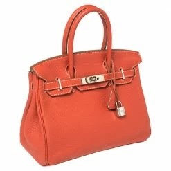 Hermes Rouge Pivoine Craie Clemence Leather Palladium Finished Birkin 30 Bag For Women -Deals Hermes Store luxury women hermes used handbags p450058 002