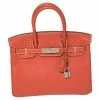 Hermes Rouge Pivoine Craie Clemence Leather Palladium Finished Birkin 30 Bag For Women
