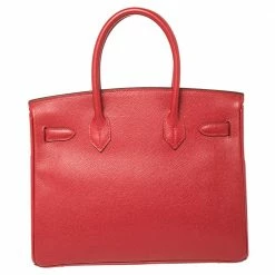 Hermes Rouge Casaque Epsom Leather Gold Finish Birkin 30 Bag For Women -Deals Hermes Store luxury women hermes used handbags p450331 002