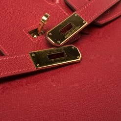 Hermes Rouge Casaque Epsom Leather Gold Finish Birkin 30 Bag For Women -Deals Hermes Store luxury women hermes used handbags p450331 012