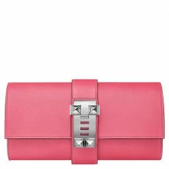Hermes Hermès Pink Leather Medor Clutch Bag For Women