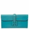 Hermes Hermès Blue Paon Swift Leather Elan Jige 29 Clutch For Women