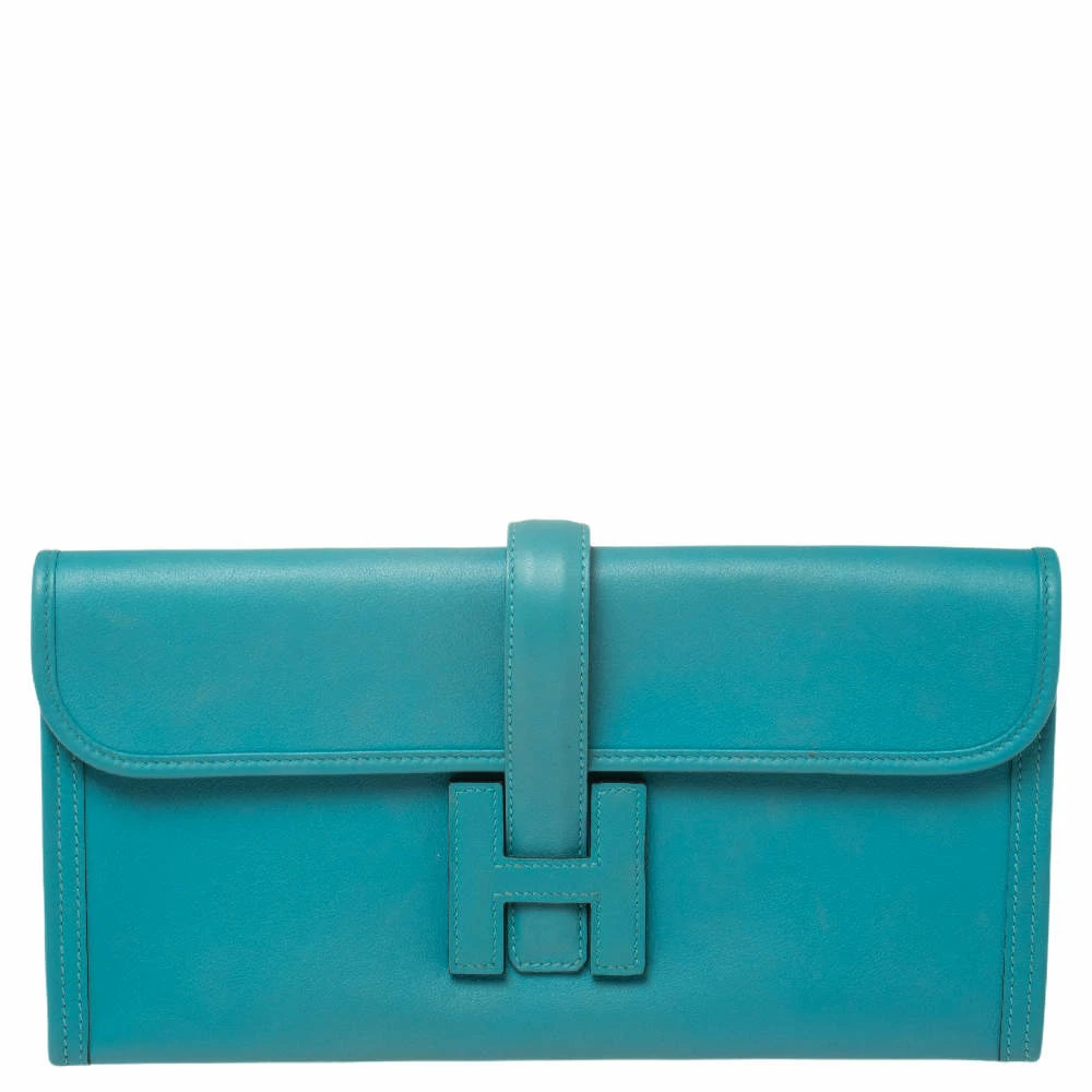 Hermes Hermès Blue Paon Swift Leather Elan Jige 29 Clutch For Women 3 Hermes Hermès Blue Paon Swift Leather Elan Jige 29 Clutch For Women